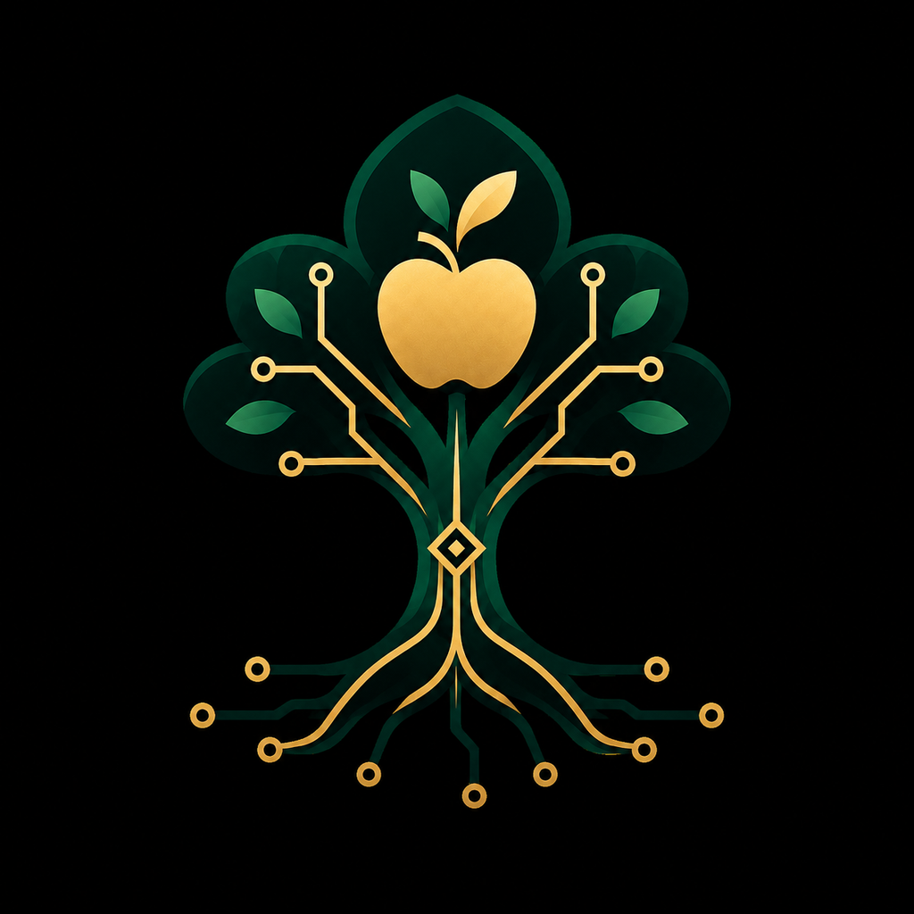 XBD tree and apple technology emblem